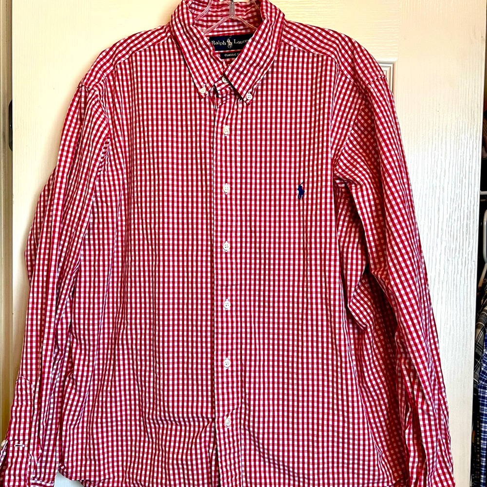 Mens Ralph Lauren red gingham button down